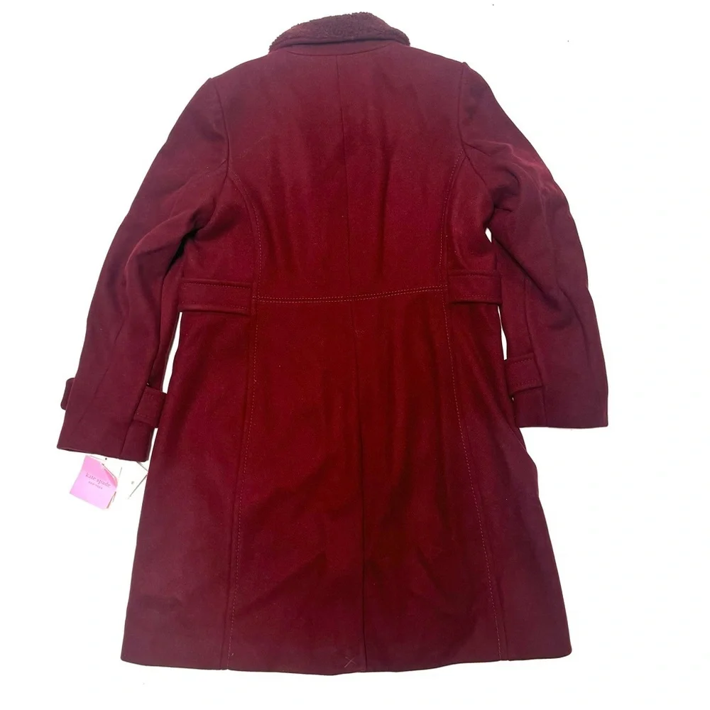 Michael Kors Womens Sherpa Trimmed Wool Coat Red Size Medium